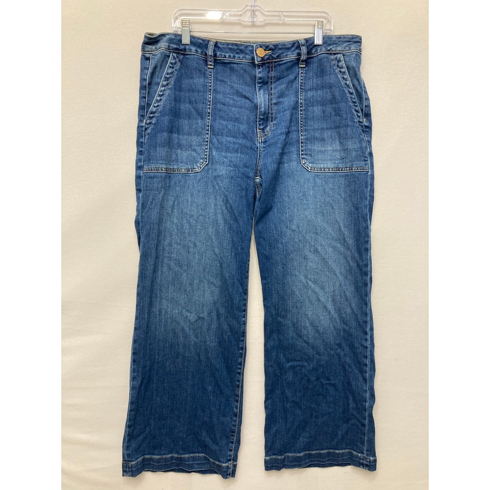 KUT from the Kloth Meg Wide Leg Jeans size 14W Medium Wash High Rise Stretch